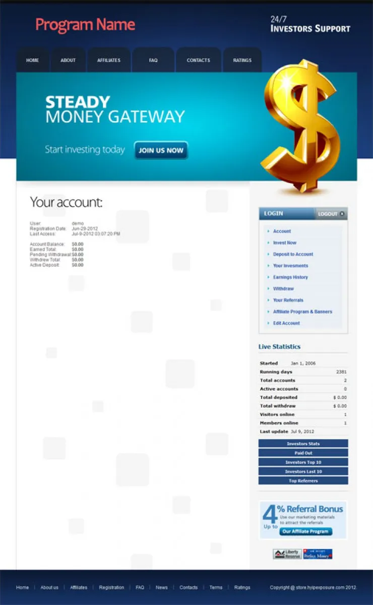 Investment Hyip Template ID - ZVPT1005 demo Page 3