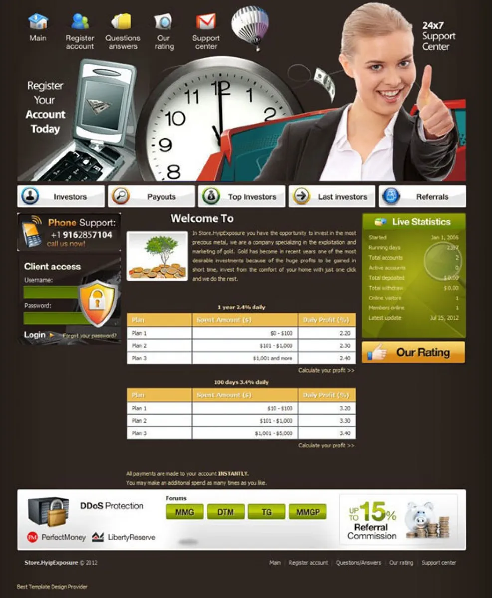 Investment Hyip Template ID - ZVPT1008 demo Page 1