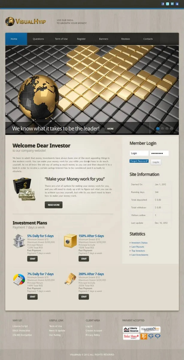 Investment Hyip Template ID - ZVPT1014 demo Page 1