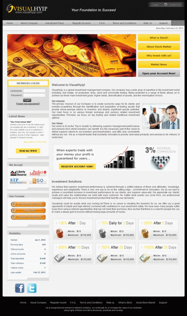 Investment Hyip Template ID - ZVPT1034 demo Page 1