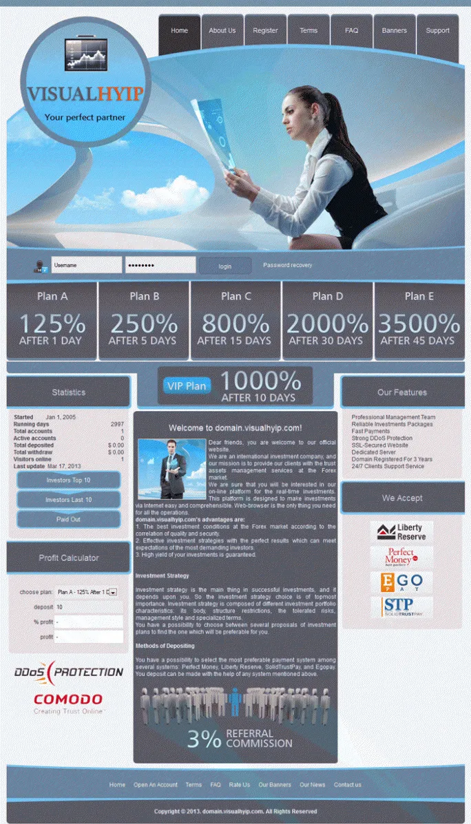 Investment Hyip Template ID - ZVPT1037 demo Page 1