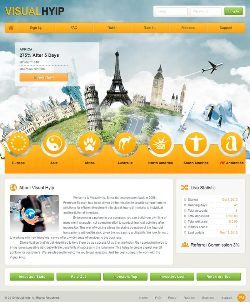 Investment Hyip Template ID - ZVPT1083 Preview