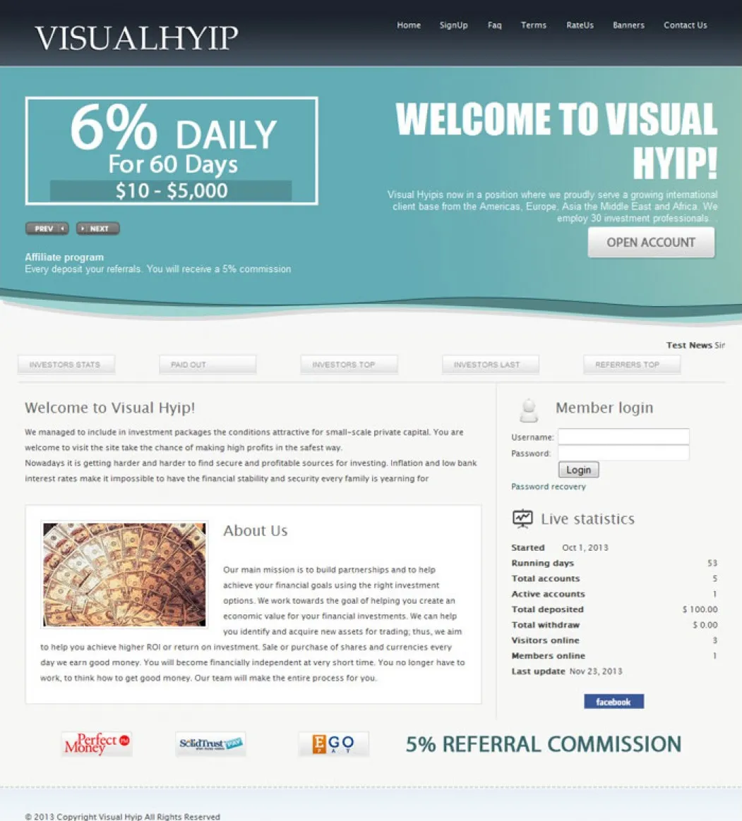 Investment Hyip Template ID - ZVPT1087 demo Page 1
