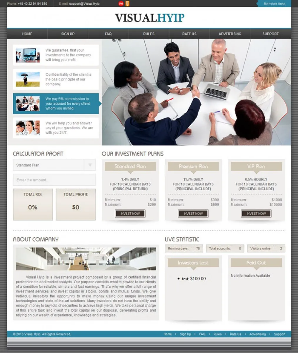 Investment Hyip Template ID - ZVPT1091 Preview