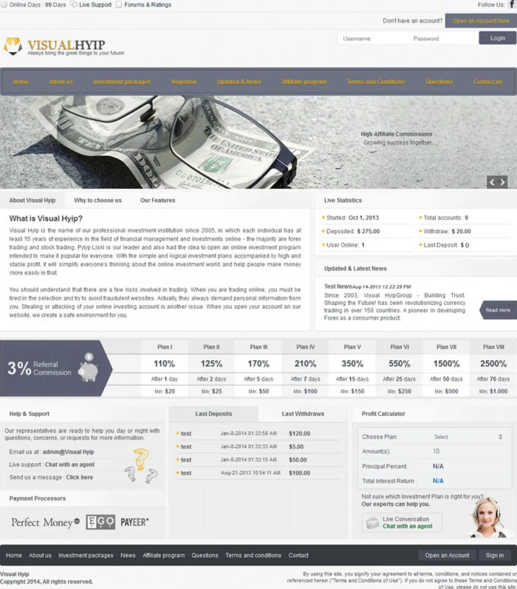 Investment Hyip Template ID - ZVPT1092 demo Page 1