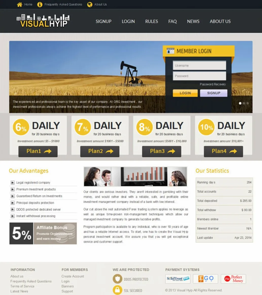 Investment Hyip Template ID - ZVPT1102 demo Page 1