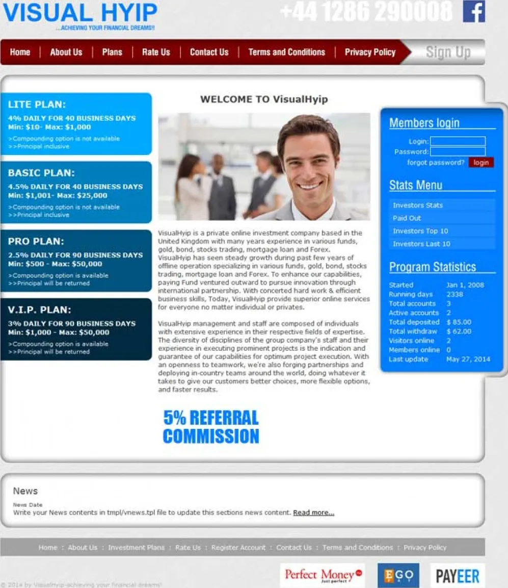Investment Hyip Template ID - ZVPT1105 demo Page 1