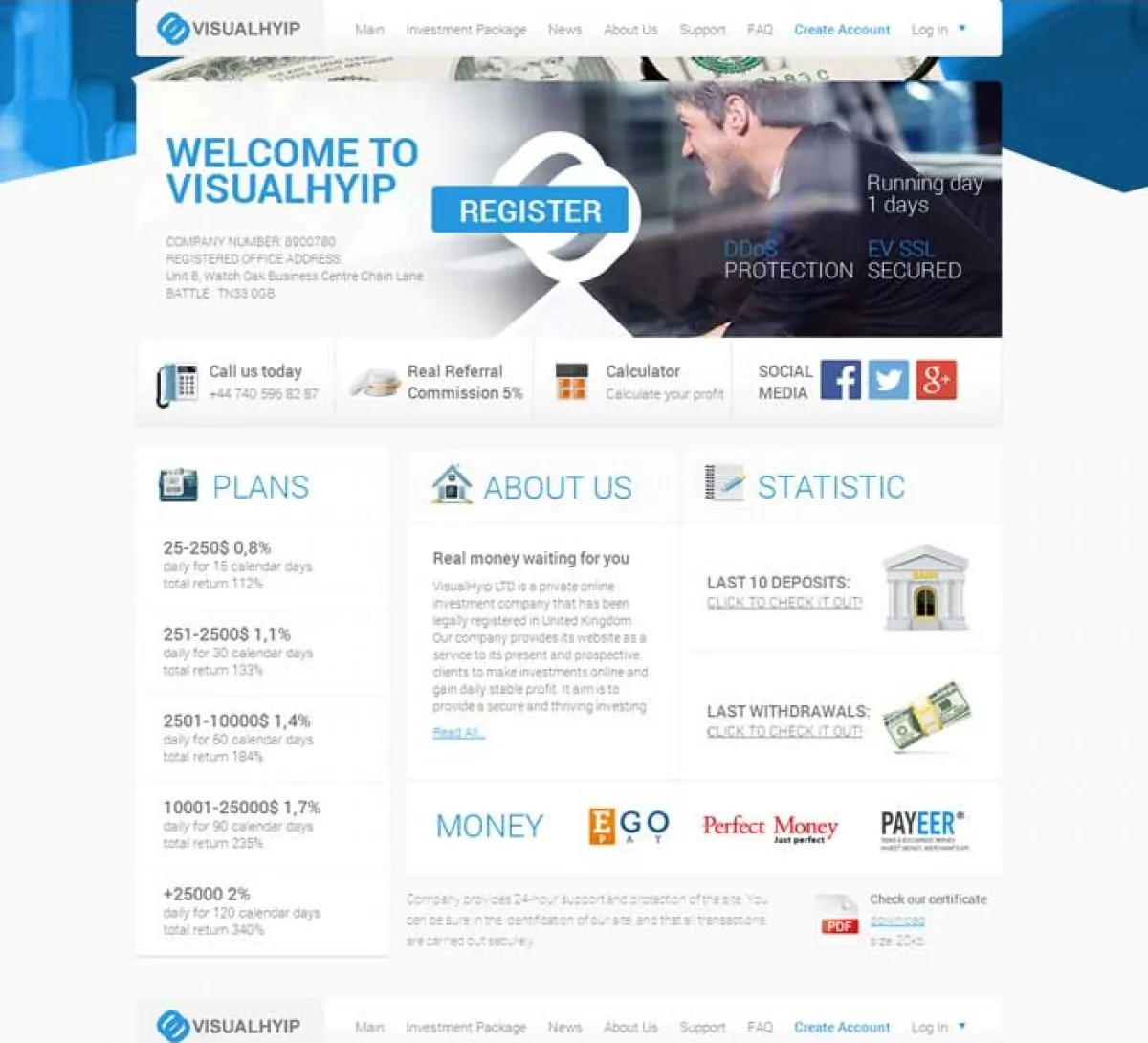 Investment Hyip Template ID - ZVPT1106 demo Page 1