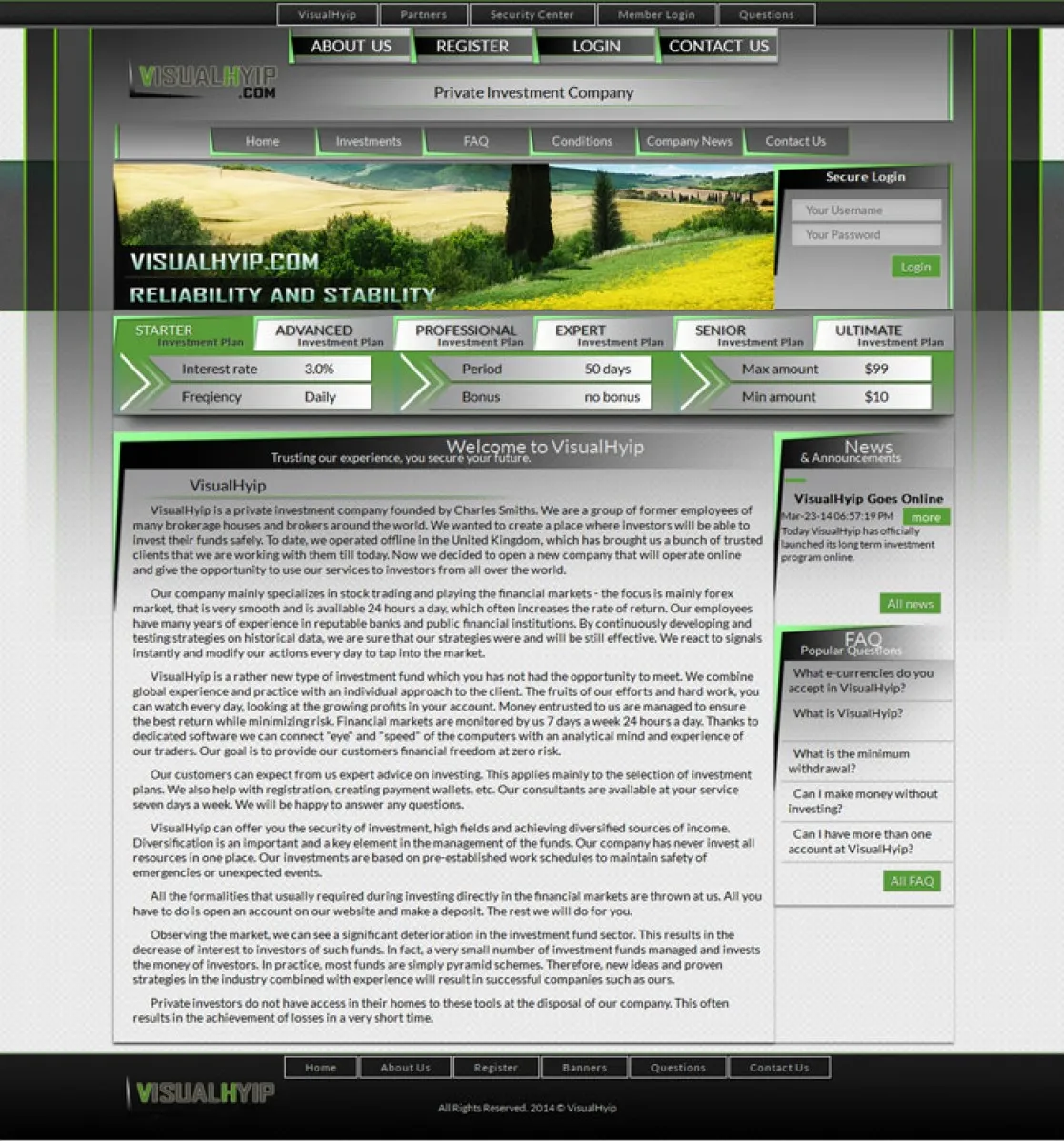 Investment Hyip Template ID - ZVPT1121 demo Page 1