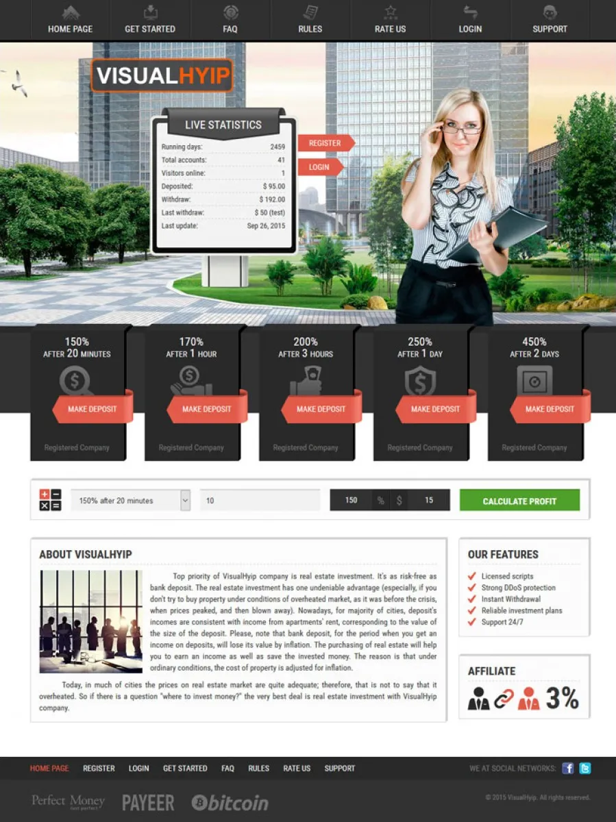 Investment Hyip Template ID - ZVPT1140 demo Page 1