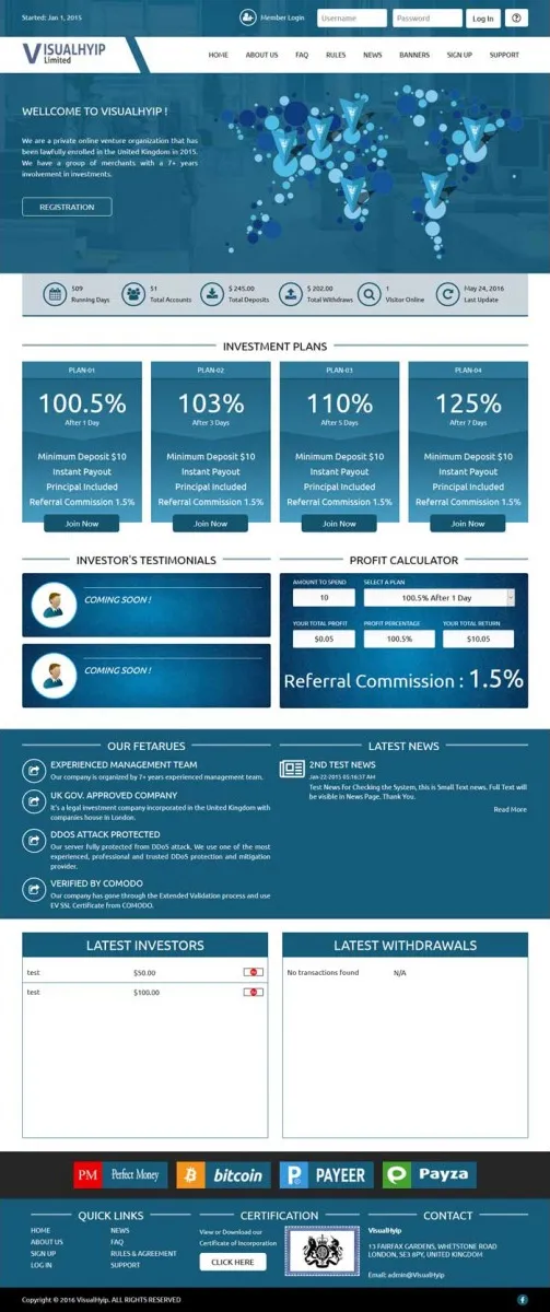 Investment Hyip Template ID - ZVPT1162 Preview