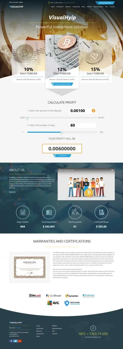 Investment Hyip Template ID - ZVPT1208 demo Page 1