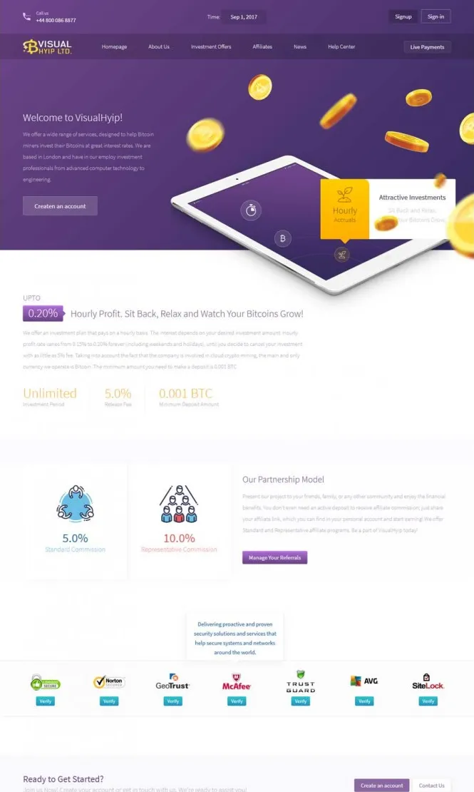 Investment Hyip Template ID - ZVPT1225 demo Page 1