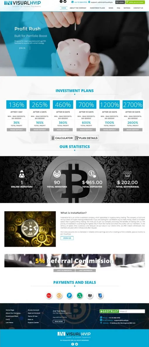 Investment Hyip Template ID - ZVPT1277 demo Page 1