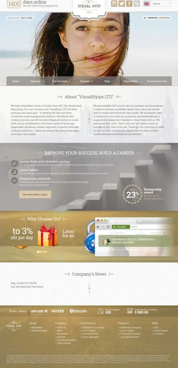 Investment Hyip Template ID - ZVPT1286 demo Page 1