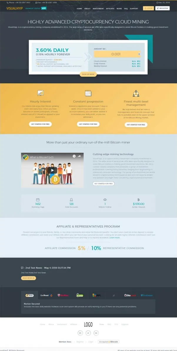 Investment Hyip Template ID - ZVPT1301 demo Page 1