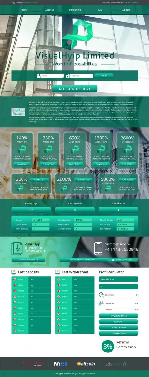 Investment Hyip Template ID - ZVPT1306 demo Page 1
