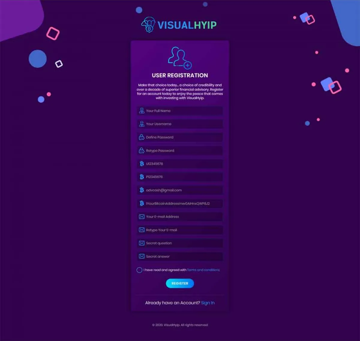 Investment Hyip Template ID - ZVPT1354 demo Page 2
