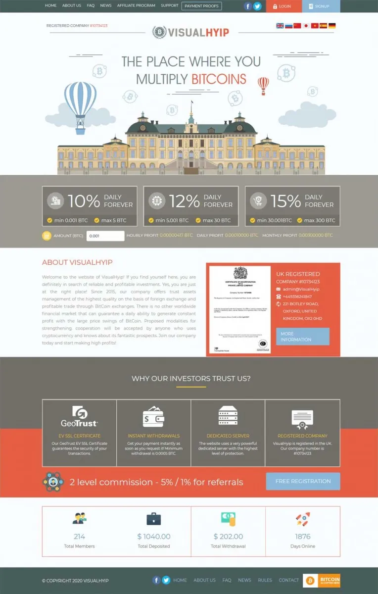 Investment Hyip Template ID - ZVPT1366 demo Page 1
