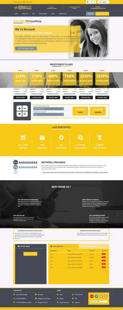 Investment Hyip Template ID - ZVPT1451 demo Page 1
