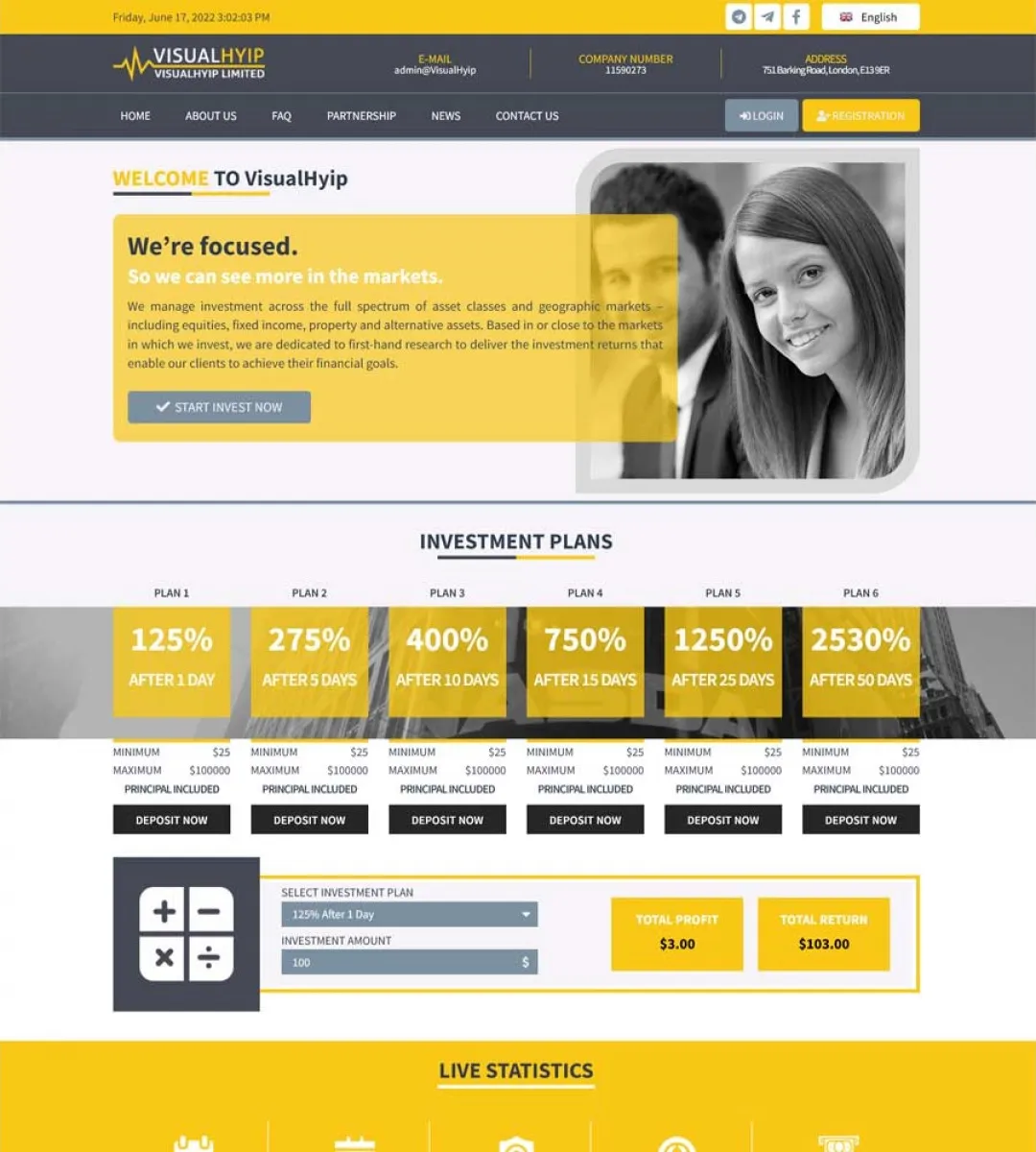 Investment Hyip Template ID - ZVPT1451 demo Page 2