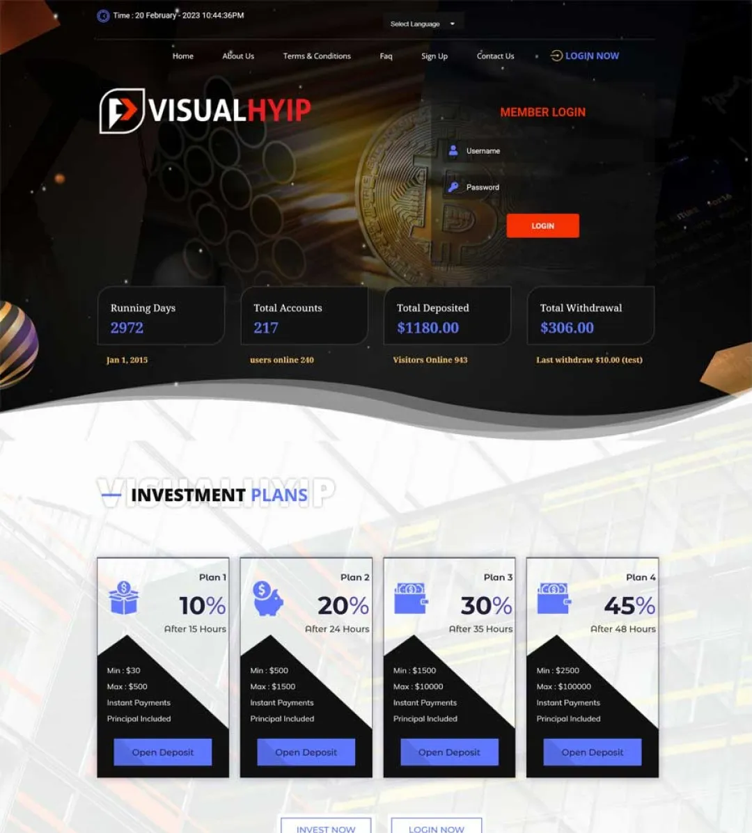 Investment Hyip Template ID - ZVPT1497 demo Page 2